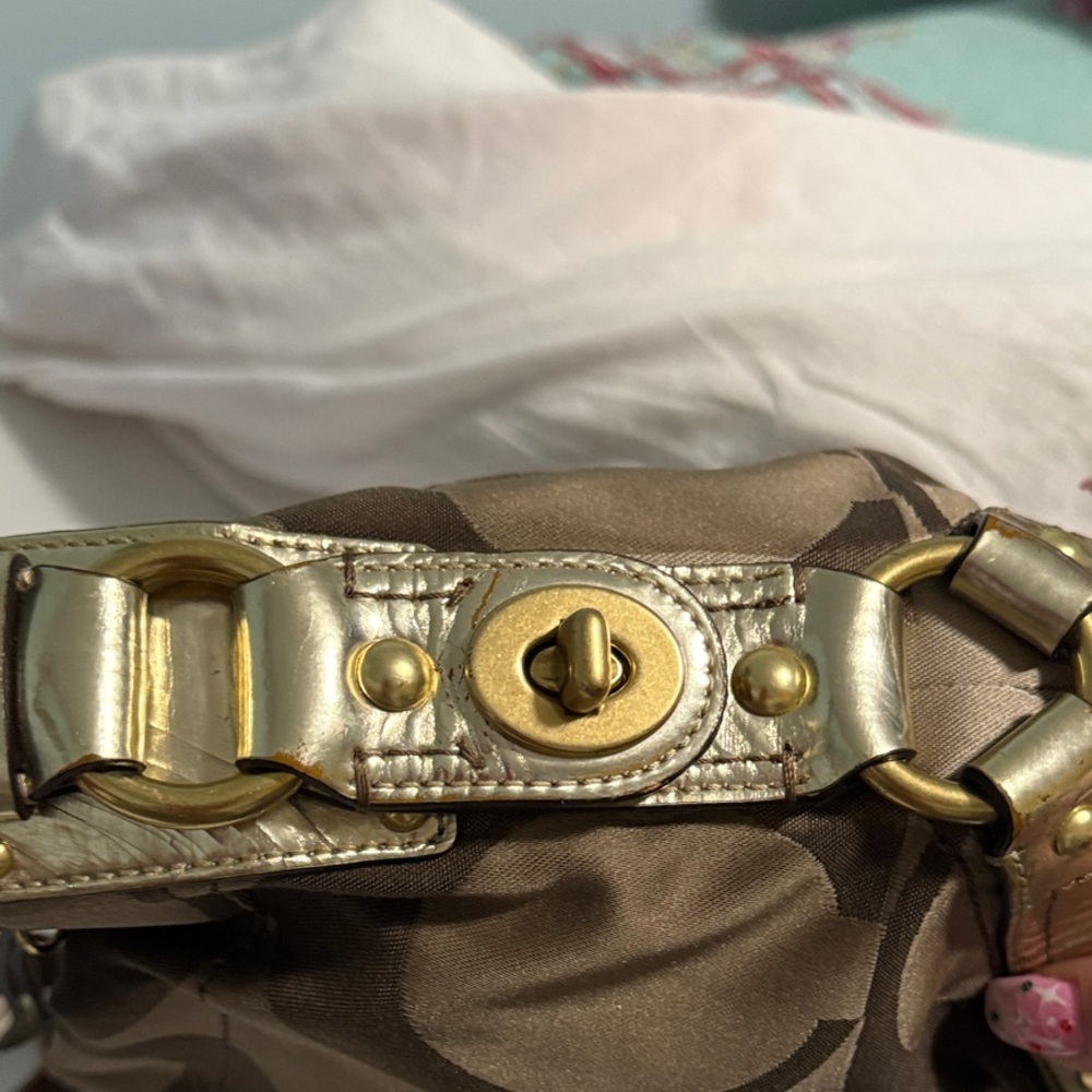 Coach Monogram 2008 Brown and Gold Bag shoulder bag! Gorgeous Accents. 💕 - Picture 11 of 14